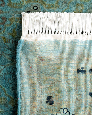 Modern Overdyed Hand Knotted Wool Blue Runner 2' 7" x 4' 2"