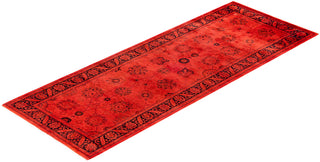 Contemporary Hand-Knotted Overdyed Orange Runner 3' 0" x 8' 5"