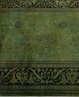 Contemporary Overdyed Wool Hand Knotted Green Runner 2' 8" x 8' 8"