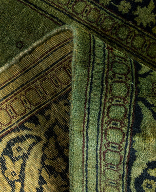 Contemporary Overdyed Wool Hand Knotted Green Runner 2' 8" x 8' 8"