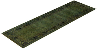 Contemporary Overdyed Wool Hand Knotted Green Runner 2' 8" x 8' 8"