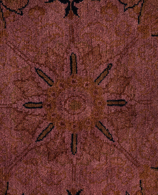 Contemporary Overdyed Wool Hand Knotted Purple Round Area Rug 9' 1" x 9' 1"