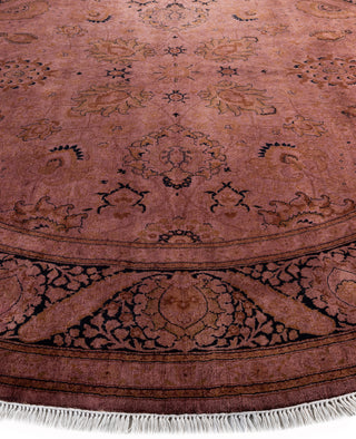Contemporary Overdyed Wool Hand Knotted Purple Round Area Rug 9' 1" x 9' 1"