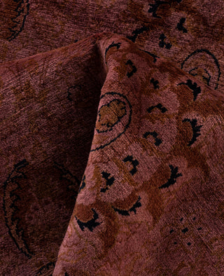 Contemporary Overdyed Wool Hand Knotted Purple Round Area Rug 9' 1" x 9' 1"