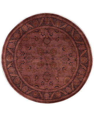 Contemporary Overdyed Wool Hand Knotted Purple Round Area Rug 9' 1" x 9' 1"
