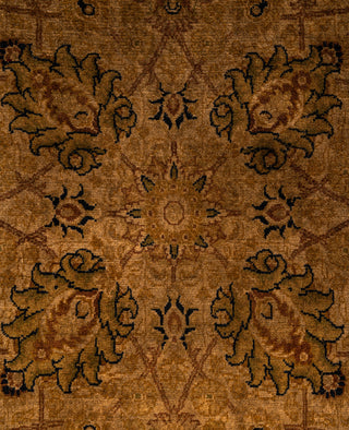 Overdyed One-of-a-Kind Wool Gold Round Area Rug 4' 1" x 4' 1"