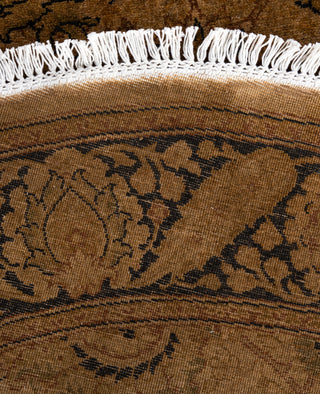 Overdyed One-of-a-Kind Wool Gold Round Area Rug 4' 1" x 4' 1"