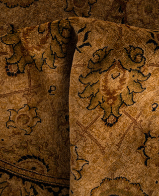 Overdyed One-of-a-Kind Wool Gold Round Area Rug 4' 1" x 4' 1"