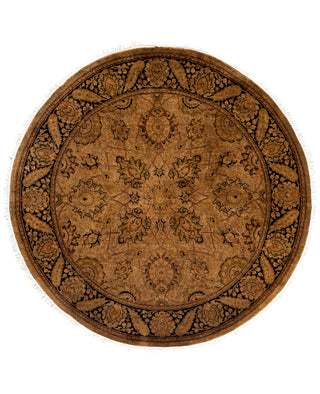 Overdyed One-of-a-Kind Wool Gold Round Area Rug 4' 1" x 4' 1"