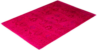 Overdyed Hand-Knotted Pink Area Rug 4' 1" x 5' 10"