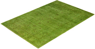 Contemporary Overdyed Wool Hand Knotted Green Area Rug 4' 2" x 6' 2"