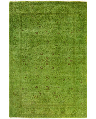 Contemporary Overdyed Wool Hand Knotted Green Area Rug 4' 2" x 6' 2"