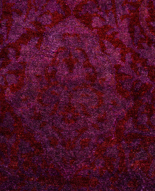 Contemporary Overdyed Wool Hand Knotted Purple Runner 3' 9" x 4' 2"