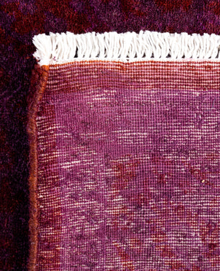 Contemporary Overdyed Wool Hand Knotted Purple Runner 3' 9" x 4' 2"