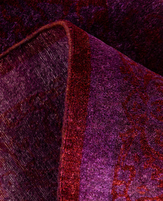Contemporary Overdyed Wool Hand Knotted Purple Runner 3' 9" x 4' 2"