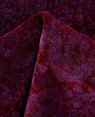 Contemporary Overdyed Wool Hand Knotted Purple Runner 3' 9" x 4' 2"