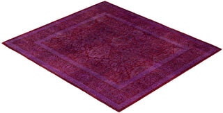 Contemporary Overdyed Wool Hand Knotted Purple Runner 3' 9" x 4' 2"