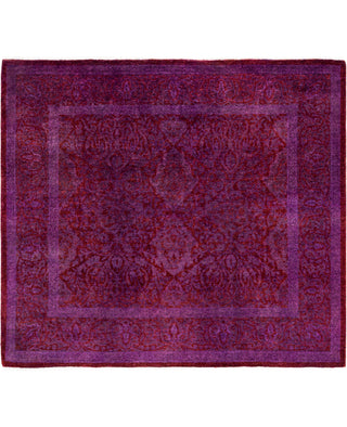 Contemporary Overdyed Wool Hand Knotted Purple Runner 3' 9" x 4' 2"