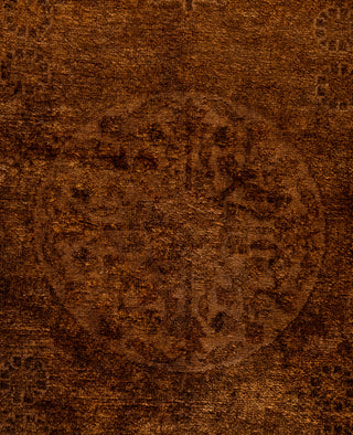 Contemporary Overdyed Wool Hand Knotted Brown Round Area Rug 8' 1" x 8' 1"