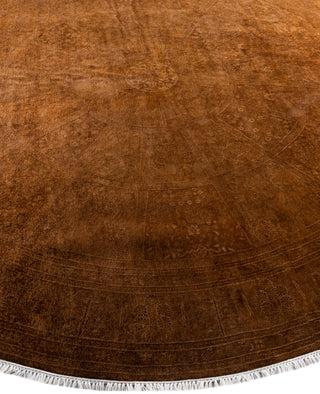 Contemporary Overdyed Wool Hand Knotted Brown Round Area Rug 8' 1" x 8' 1"
