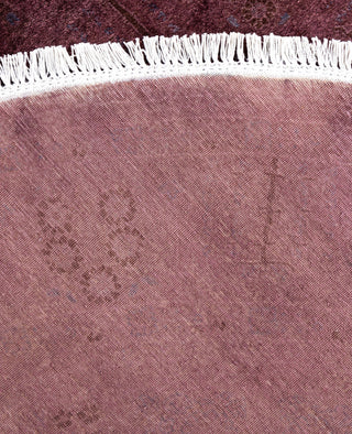 Overdyed One-of-a-Kind Wool Purple Round Area Rug 6' 1" x 6' 1"