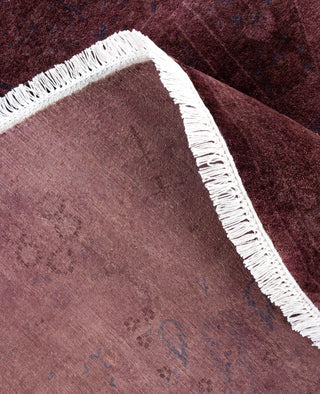 Overdyed One-of-a-Kind Wool Purple Round Area Rug 6' 1" x 6' 1"