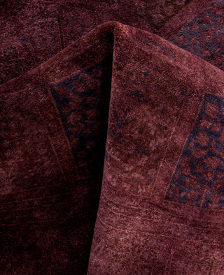 Overdyed One-of-a-Kind Wool Purple Round Area Rug 6' 1" x 6' 1"