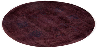 Overdyed One-of-a-Kind Wool Purple Round Area Rug 6' 1" x 6' 1"
