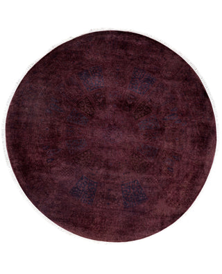 Overdyed One-of-a-Kind Wool Purple Round Area Rug 6' 1" x 6' 1"