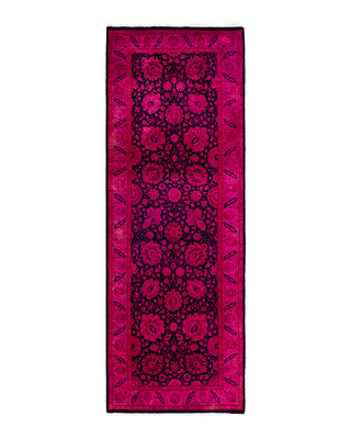 Contemporary Overyed Wool Hand Knotted Pink Runner 3' 0" x 8' 6"