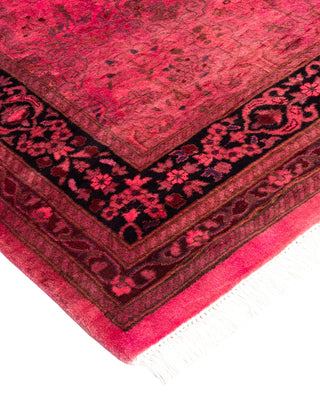 Modern Overdyed Hand Knotted Wool Pink Runner 2' 7" x 6' 2"