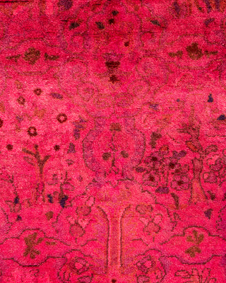 Modern Overdyed Hand Knotted Wool Pink Runner 2' 7" x 6' 2"