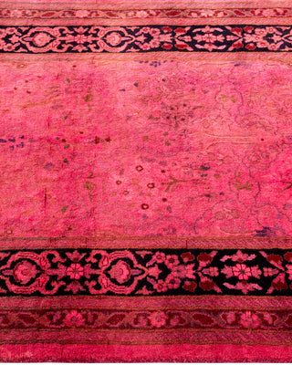 Modern Overdyed Hand Knotted Wool Pink Runner 2' 7" x 6' 2"