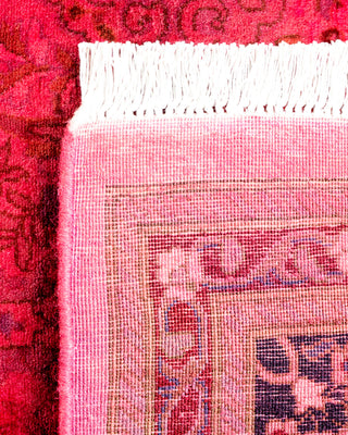 Modern Overdyed Hand Knotted Wool Pink Runner 2' 7" x 6' 2"