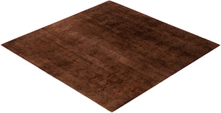 Contemporary Overdyed Wool Hand Knotted Orange Round Area Rug 8' 2" x 8' 2"