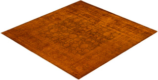 Modern Overdyed Hand Knotted Wool Gold Square Area Rug 8' 2" x 8' 6"