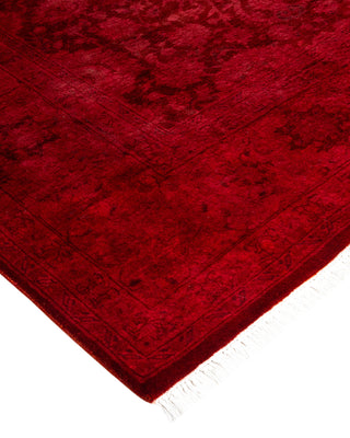 Modern Overdyed Hand Knotted Wool Red Area Rug 6' 0" x 8' 10"