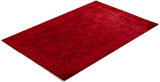 Modern Overdyed Hand Knotted Wool Red Area Rug 6' 0" x 8' 10"