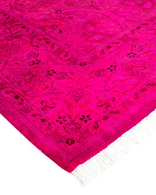 Modern Overdyed Hand Knotted Wool Pink Area Rug 6' 3" x 9' 5"