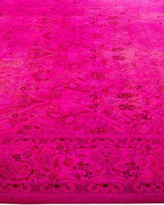 Modern Overdyed Hand Knotted Wool Pink Area Rug 6' 3" x 9' 5"