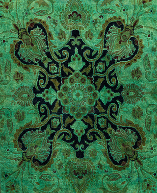 Overdyed Hand-Knotted Wool Modern-Contemporary Green Area Rug 6' 0" x 9' 10"