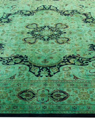 Overdyed Hand-Knotted Wool Modern-Contemporary Green Area Rug 6' 0" x 9' 10"