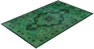 Overdyed Hand-Knotted Wool Modern-Contemporary Green Area Rug 6' 0" x 9' 10"