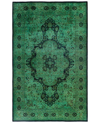 Overdyed Hand-Knotted Wool Modern-Contemporary Green Area Rug 6' 0" x 9' 10"