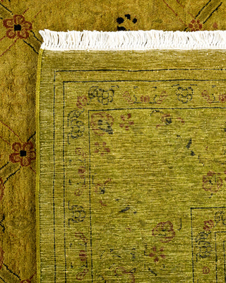 Modern Overdyed Hand Knotted Wool Green Area Rug 6' 1" x 12' 4"