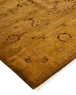 Modern Overdyed Hand Knotted Wool Gold Area Rug 6' 2" x 14' 10"