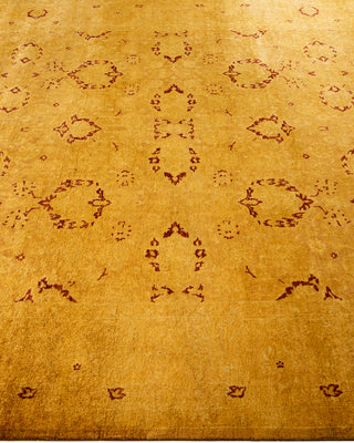 Modern Overdyed Hand Knotted Wool Gold Area Rug 6' 2" x 14' 10"
