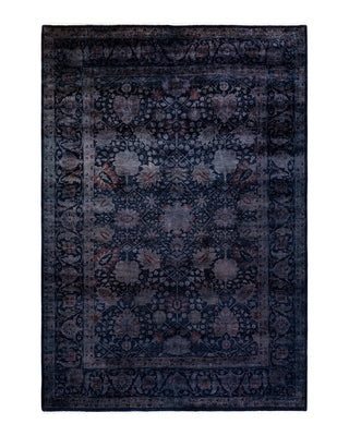 Contemporary Fine Vibrance Black Wool Area Rug 6' 2" x 9' 2"