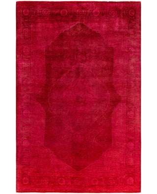 Overdyed Hand-Knotted Wool Modern-Contemporary Pink Area Rug 6' 0" x 9' 1"