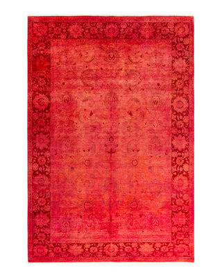 Contemporary Overyed Wool Hand Knotted Pink Area Rug 6' 2" x 9' 1"